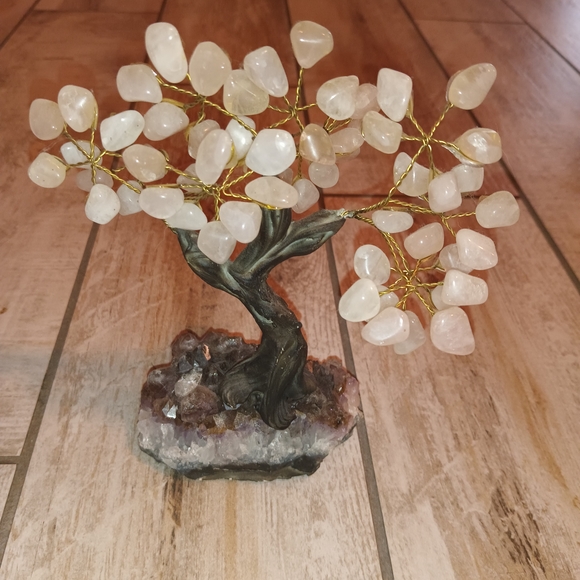 EARTHBOUND Other - Amethyst Crystal Gemstone Tree Of Life with Pink Stones